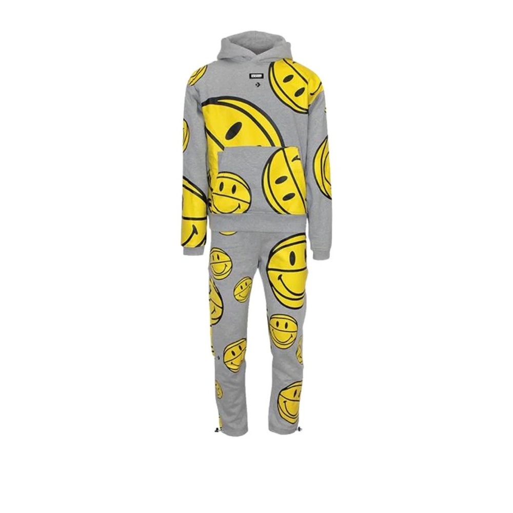 Gray and Yellow Smiley Face Hoodie